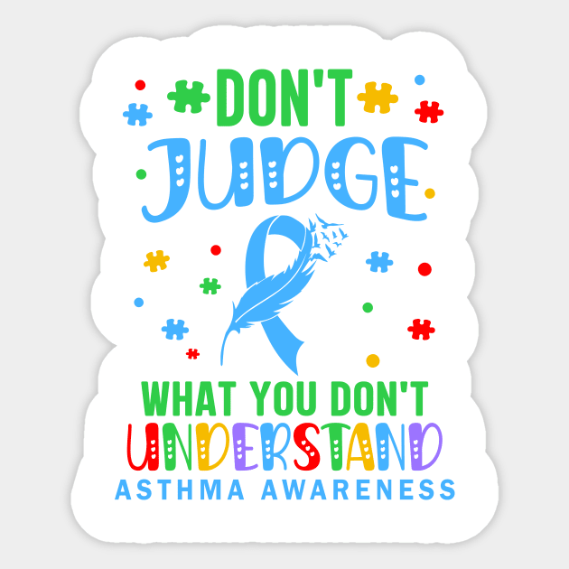 World Asthma Awareness Month Blue Ribbon Sticker by GloriaArts⭐⭐⭐⭐⭐